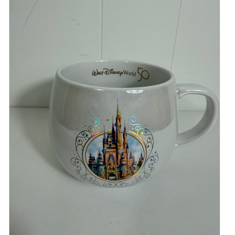 Disney World 50th Anniversary Iridescent Cinderella Castle Mug 21oz Stoneware